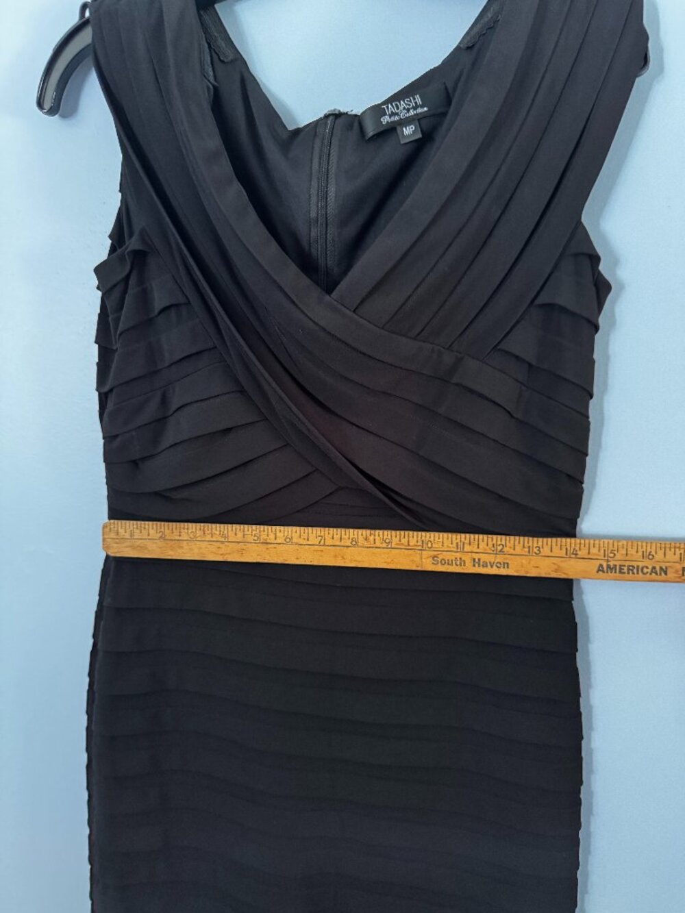 Tadashi Collection Black Ruched Bodycon Cocktail Dress MP